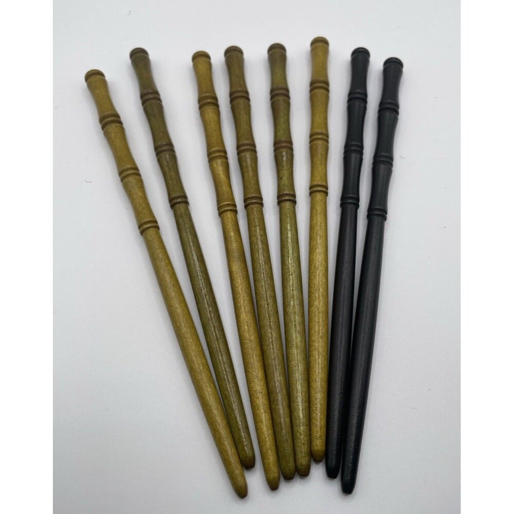 Lot 8 Wooden Hair Sticks Bamboo Style Hair Pins Updo Bun Holder Green Black